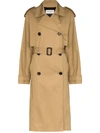 Saint Laurent Double-breasted Trench Coat In Brown