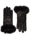 AGNELLE BOA ALPACA-TRIMMED LEATHER GLOVES