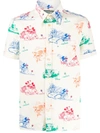 Gucci Off-white & Multicolor Disney Edition Mouse Short Sleeve Shirt In Neutrals