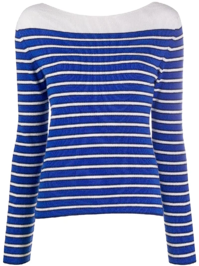 Barrie Striped Cashmere Jumper In Blue