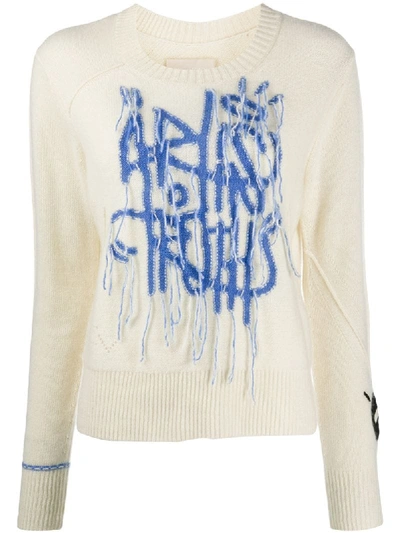 Zadig & Voltaire Chunky Graffiti Wool & Cashmere Sweater In Chalk