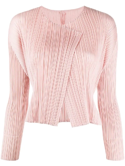 Issey Miyake Pleated Cardigan In Pink