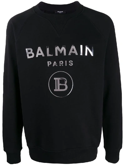 Balmain Metallic Logo Sweatshirt In Black