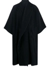 Issey Miyake Pleated Draped Coat In Black