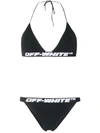 Off-white Printed Stretch-jacquard Triangle Bikini In Black