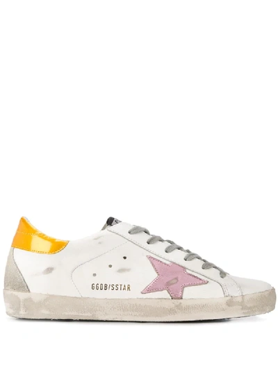 Golden Goose Superstar Distressed Sneakers In White