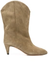 Isabel Marant Dernee Suede Boots With Cone Heel In Green