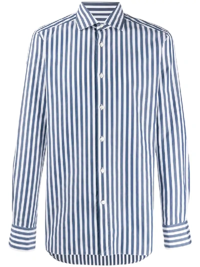 Ermenegildo Zegna Striped Button Shirt In Blue