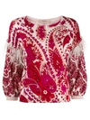 TWINSET PRINTED FEATHER TRIM JUMPER