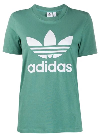 Adidas Originals Logo Print T-shirt In Green
