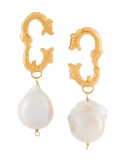 Alighieri The Poet's Muse 24ct Gold-plated Bronze And Freshwater Pearl Drop Earrings