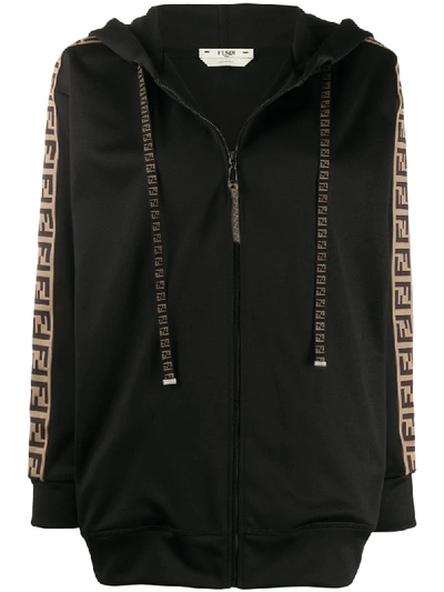 Fendi Kapuzenpullover Mit Logo-streifen In Black