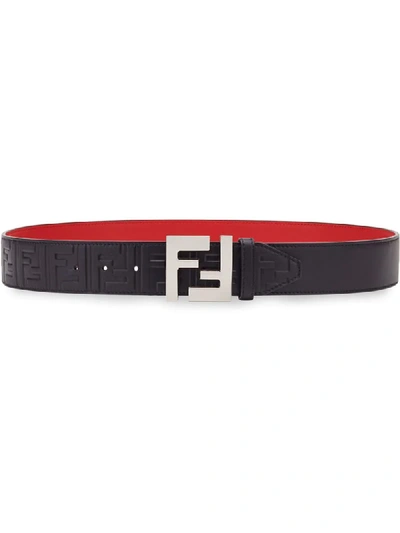 Fendi Ff Logo Reversible Belt In Black