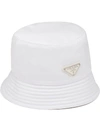 Prada Recycled Nylon Bucket Hat In White