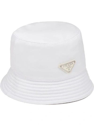 Prada Recycled Nylon Bucket Hat In White