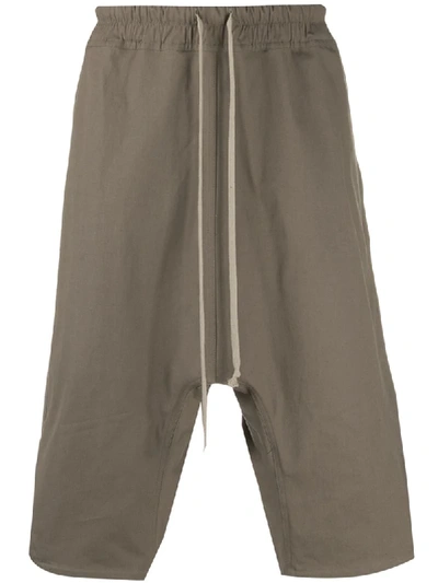 Rick Owens Drawstring Drop-crotch Shorts In Grey