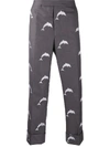 THOM BROWNE DOLPHIN EMBROIDERED BACKSTRAP TROUSERS