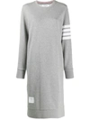 Thom Browne 4-bar Long Sleeve Sweatshirt Dress In Grey