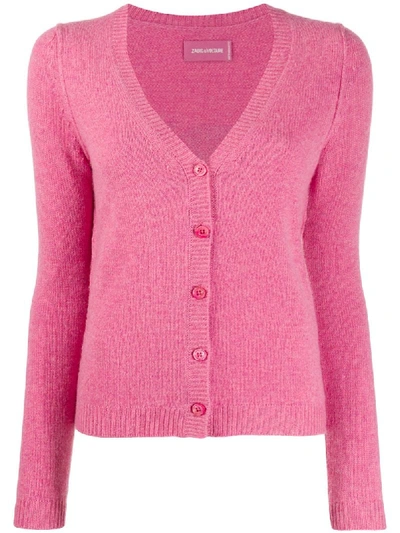 Zadig & Voltaire Nerys Art Logo Cardigan In Pink