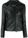 Emporio Armani Long-sleeved Zipped Biker Jacket In White