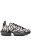 Jimmy Choo Diamond Trail Monogram Sneakers In Black