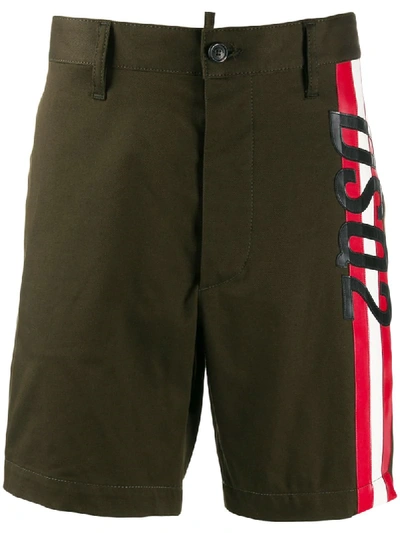 Dsquared2 Side Striped Logo Shorts In Green