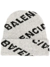 Balenciaga Knitted Logo Beanie In Grey