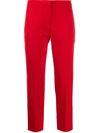 Alexander Mcqueen High-waisted Cropped Trousers In Red