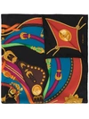Versace Barocco Rodeo Print Scarf In Black