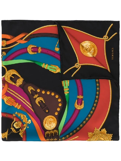 Versace Barocco Rodeo Print Scarf In Black