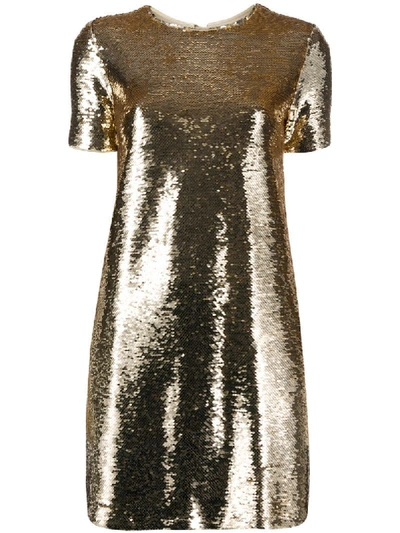 Emporio Armani Sequinned T-shirt Mini Dress In Gold