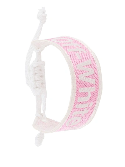 Off-white Logo 缝线手环 In Pink