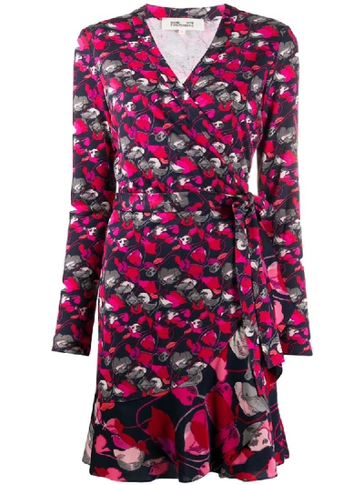 Diane Von Furstenberg Floral Print Wrap Dress In Pink
