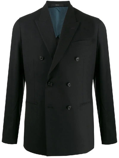 Ps By Paul Smith Double-breasted Woven Blazer In Black