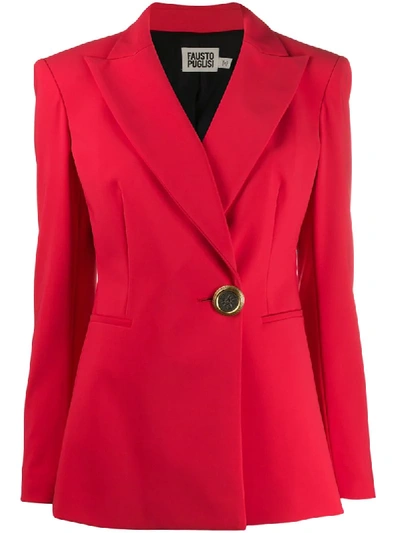 Fausto Puglisi Fitted Logo-button Blazer In Red