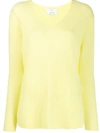 Allude V-neck Cashmere Jumper In Yellow