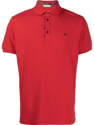 Etro Logo刺绣polo衫 In Red