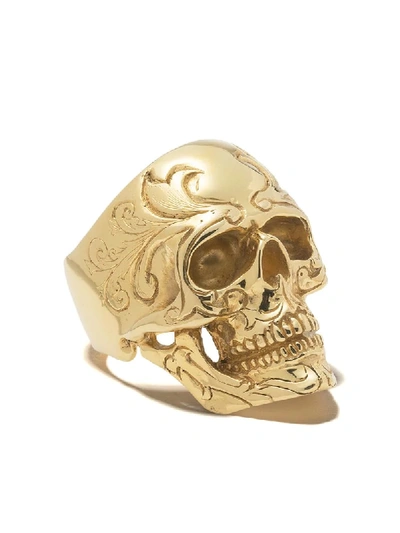 The Great Frog Engraved Skull Ring In Gold