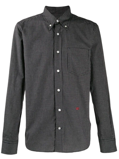 Ami Alexandre Mattiussi Slim-fit Button-down Collar Logo-appliquéd Checked Cotton Shirt In Black