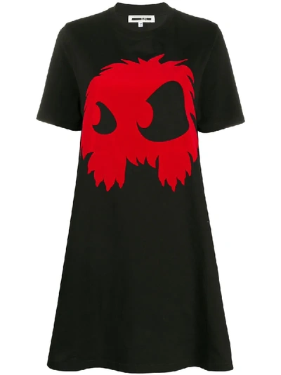 Mcq By Alexander Mcqueen T-shirtkleid Mit Monster-print In Black