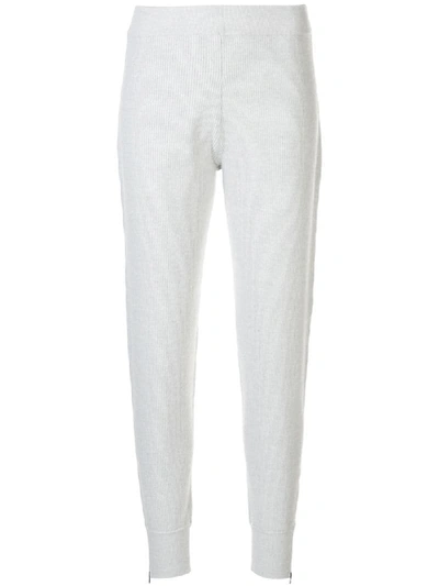 Duffy Cashmere Ribbed Track Pants In Grey