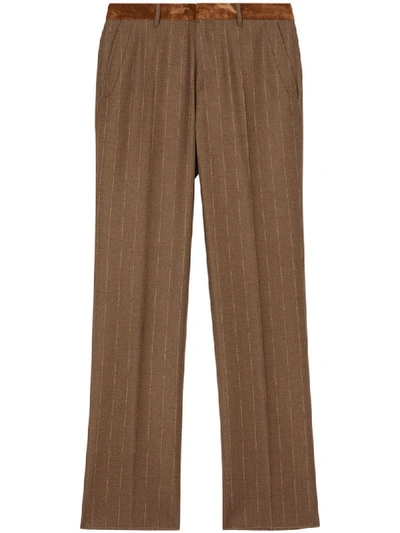 Burberry Striped Straight-leg Trousers In Brown