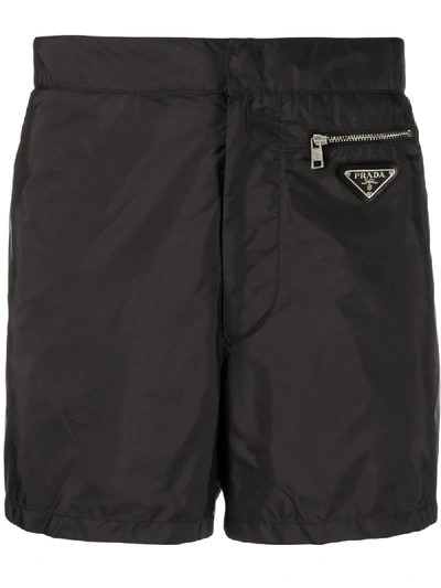 Prada Satin Swimming Trunks In Black