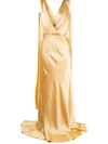 Alberta Ferretti Drape-detail Wrap-front Gown In Gold