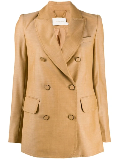Zimmermann Double Breasted Fitted Blazer In Neutrals