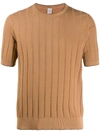 Eleventy Ribbed Knitted Top In Brown