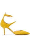 Francesco Russo Strappy Pointed Toe Pumps In Yellow