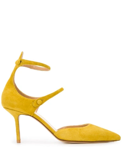 Francesco Russo Strappy Pointed Toe Pumps In Yellow