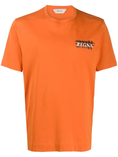 Z Zegna Logo Print T-shirt In Orange