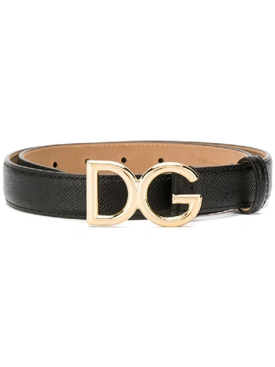 Dolce & Gabbana Dg Logo Buckle Belt In Black